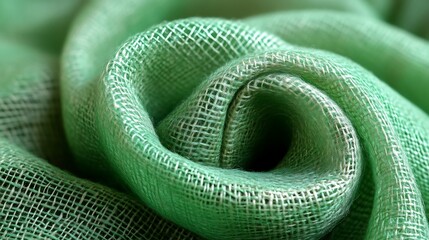 Fototapeta premium Green Fabric Swirled Into A Unique Pattern