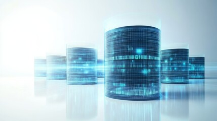 Fototapeta premium Digital Data Storage Cylinders - Futuristic Technology Illustration