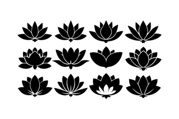 Stylized Lotus Flower Silhouette Collection