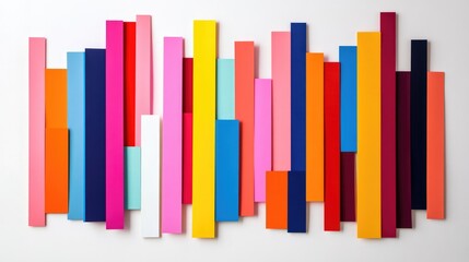 Colorful Abstract Arrangement of Vertical Strips on White Background