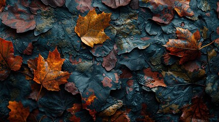 Obraz premium autumn rotten leaves on the ground, background