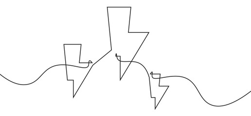 One line continuous drawing lightning thunder design vector