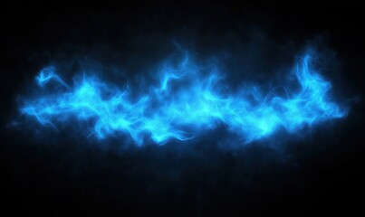 Fototapeta premium Blue glowing abstract smoke wave with ethereal light effects and dark background