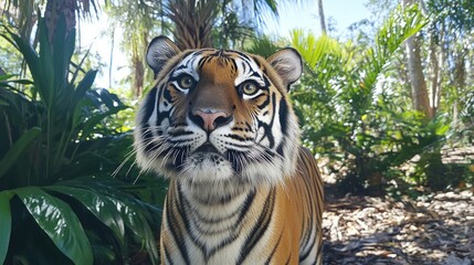 Obraz premium Majestic Tiger in Lush Tropical Habitat