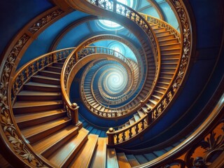 Fototapeta premium Elegant Spiral Staircase: Intricate Architectural Design