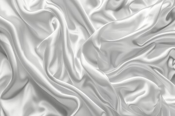 Fototapeta premium Glossy white satin fabric folds. Detailed photo textured background