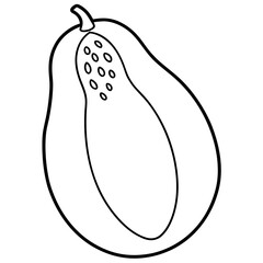 Coloring page line art Papaya vector illustration
