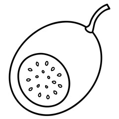 Coloring page line art passion fruit vector.
