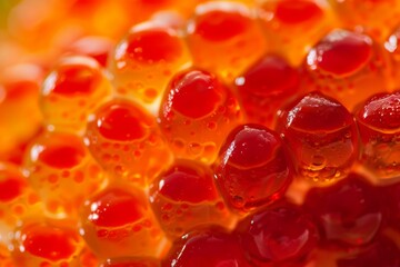  Fresh and wet natural red caviar. Image illustrated food for advertisement