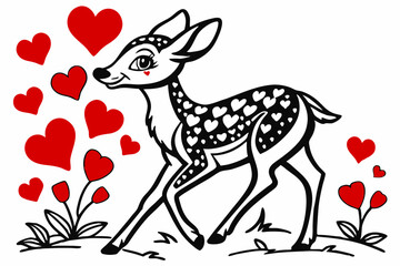 Valentine Heart Hugger: Elegant Vector Line Art in White