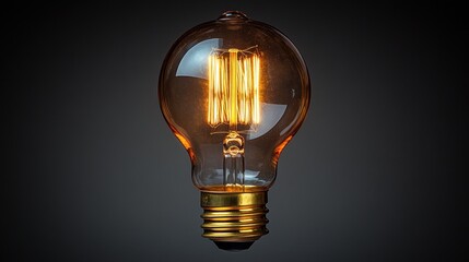 Glowing vintage Edison light bulb on dark background. (1)