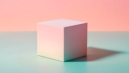 Fototapeta premium Minimalist cube on pastel gradient background, modern aesthetic, and clean space 