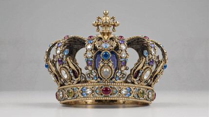Fototapeta premium Luxurious golden crown adorned with gemstones, symbolizing wealth and royalty 