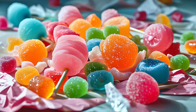a pile of colorful candis