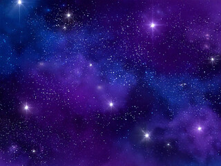 Obraz premium dreamy, cosmic-inspired background with deep purples, blues, and starry details