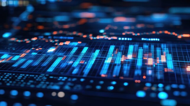 Abstract futuristic technology digital grid background. Big data visualization. Computer generated image. Perfect for tech presentations, websites, and social media.