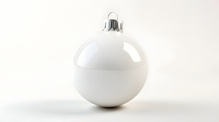 A Single White Christmas Ornament On White Background