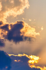 Golden sky with clouds