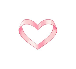 The design features a delicate pink ribbon shaped into a heart. This artistic element can be used for various romantic themes, decorations, or creative projects.