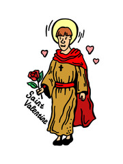 Saint Valentine, the patron saint of all lovers. A full-length man holding a rose in his hands