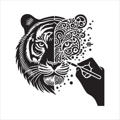 tiger head silhouette vector