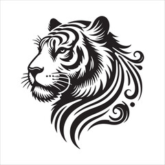tiger head silhouette vector