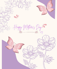 Happy mother's day title appear with purple decoration 