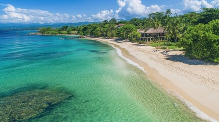 Obraz premium A beach getaway is ideal for relaxation and sunshine.