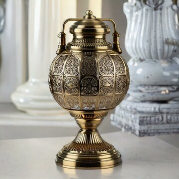 antique gold vase on marble