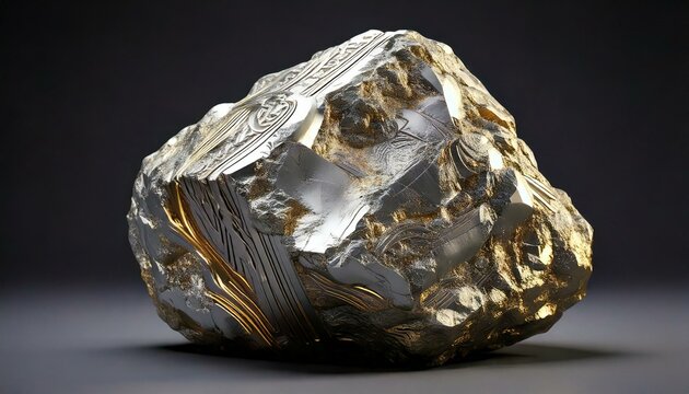 titanium and gold rock on a black background