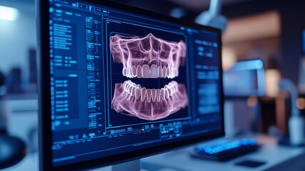 Advanced digital interface displays AI dental analysis of teeth scan