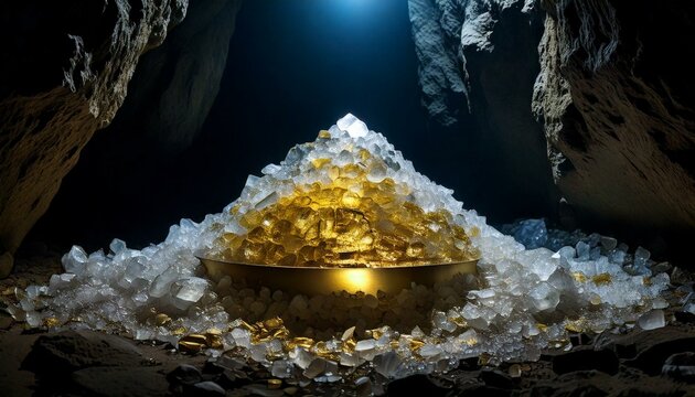 white and gold rocks in the mountains
