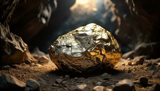gold rock in the mountain