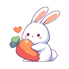 Obraz premium Adorable Bunny with Carrot 