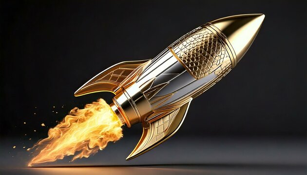 Rocket with fire coming out of the engine 