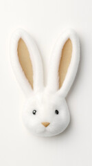 Obraz premium Fluffy white easter bunny head with long ears on white background