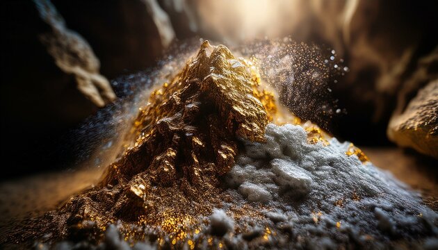 white and gold powder in the mountains