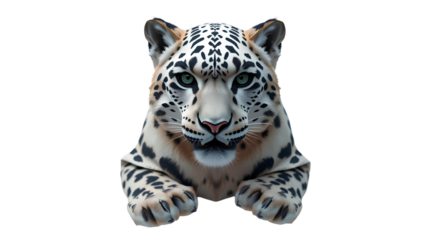 Photo of Snow leopard isolated on white background
