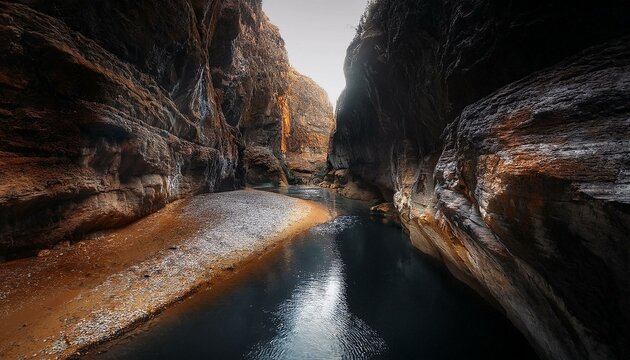 River going through in the mountains