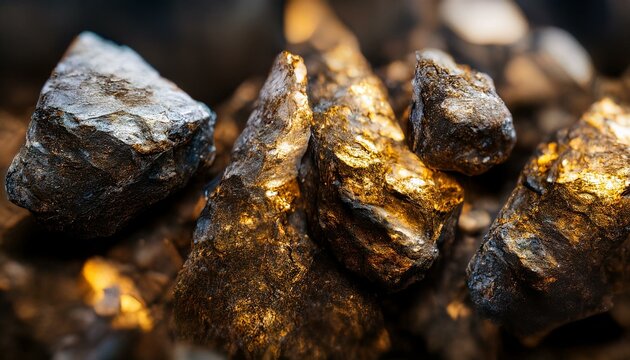 mountains rocks with gold dust, stone, mining