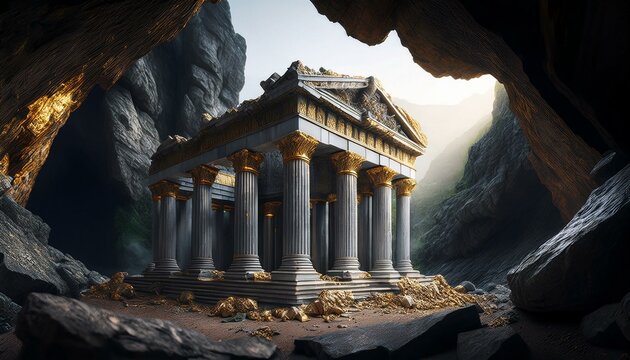 Romanian architecture found in the mountains, stone, gold