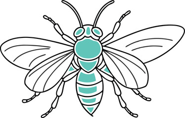 Doodle hand drawn bee. Set Cartoon outline line style bees