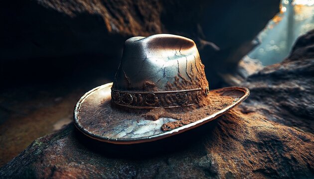 cowboy hat lost in the mountains