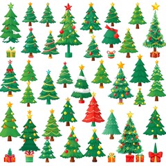 Fototapeta premium Christmas trees icons collection Generative AI 