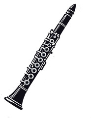 Clarinet flat web icon. Clarinet logo design. Woodwind instrument clarinet sign silhouette solid black icon vector design. Musical instruments concept