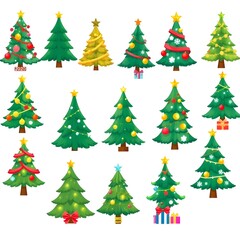 Christmas trees icons collection Generative AI 