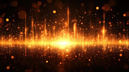 Obraz premium Golden glitter and light streaks create a luxurious abstract background. Ideal for awards ceremonies, galas, or celebratory presentations.