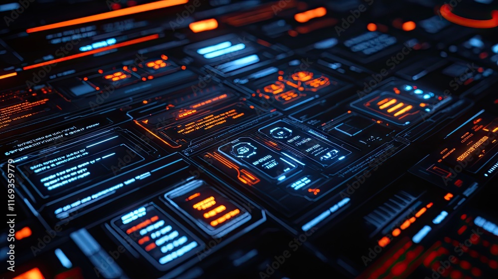 Canvas Prints futuristic glowing hud interface with data and information display. ideal for sci-fi games, movies, 