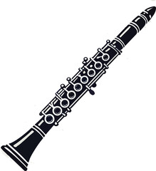 Clarinet flat web icon. Clarinet logo design. Woodwind instrument clarinet sign silhouette solid black icon vector design. Musical instruments concept