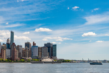 Fototapeta premium New York City with Manhattan Skyline over Hudson River,New York City, USA NYC, NY. New York City NYC Skyline with Urban Skyscrapers USA. Lower Manhattan and One World Trade Center in New York City